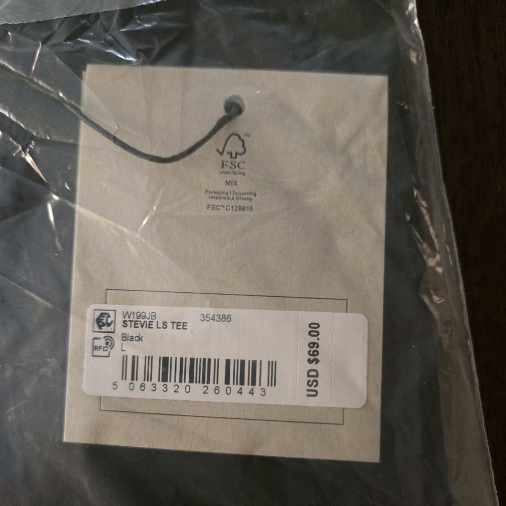Black All Saints Stevie Long Sleeve Tee Size L 3 of 3 - Picture 2 of 11